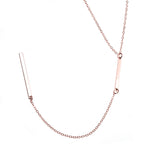 Elegant Long Dangle Drop Bar Solid Rose Gold Necklace By Jewelry Lane
