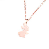 Beautiful Charming Cute Bunny Solid Rose Gold Necklace By Jewelry Lane