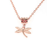Beautiful Unique Dangling Dragonfly Design Solid Rose Gold Pendant By Jewelry Lane