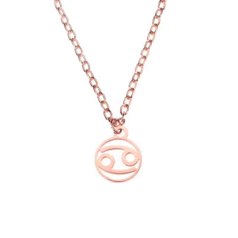 Charming Zodiac Cancer Minimalist Solid Rose Gold Pendant By Jewelry Lane