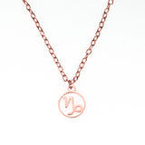 Charming Zodiac Capricorn Minimalist Solid Rose Gold Pendant By Jewelry Lane