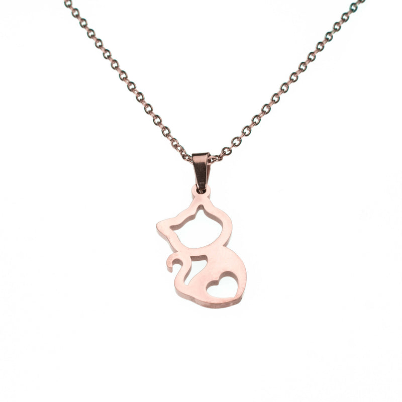 Beautiful Charming Kitty Love Solid Rose Gold Pendant By Jewelry Lane