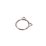 Beautiful Charming Cat Face Solid White Gold Stacker Ring By Jewelry Lane