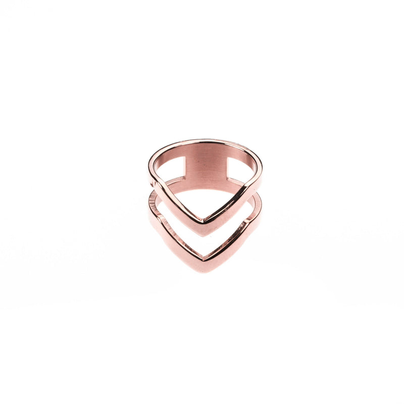 Beautiful Elegant Double Chevron Stacker Solid Rose Gold Ring By Jewelry Lane