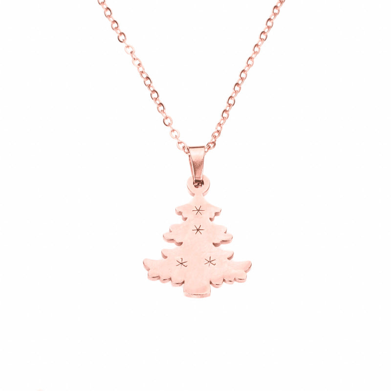 Beautiful Charming Christmas Tree Solid Rose Gold Pendant by Jewelry Lane