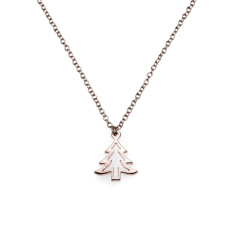 Beautiful Charming Christmas Tree Solid Rose Gold Pendant By Jewelry Lane 