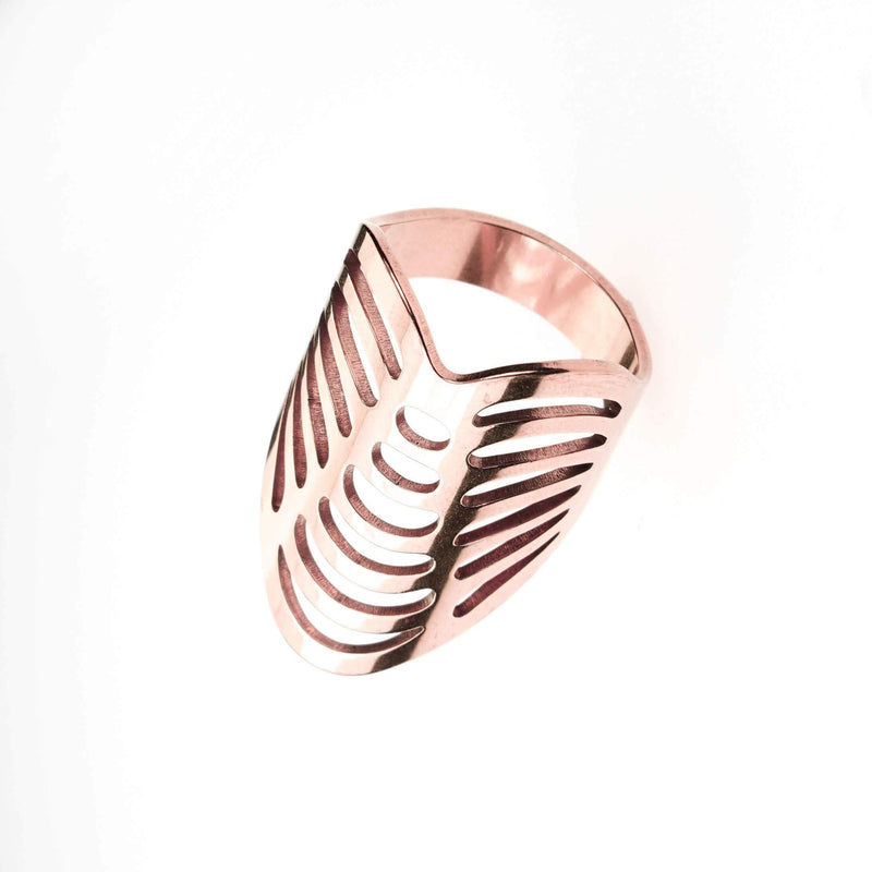 Beautiful Classic Hollow Design Large Solid Rose Gold Ring By Jewelry Lane