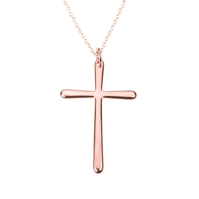 Elegant Simple Soft Cross Solid Rose Gold Pendant By Jewelry Lane