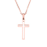 Elegant Religious Hollow Jesus Cross Solid Rose Gold Pendant By Jewelry Lane