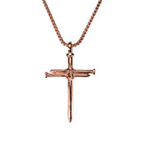 Elegant Religious Nail Cross Design Solid Rose Gold Pendant By Jewelry Lane