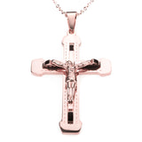 Elegant Religious Crucifix Cross Solid Rose Gold Pendant By Jewelry Lane