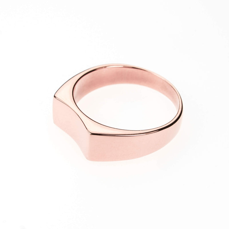 Simple Plain Polished Curve Statement Solid Rose Gold Ring By Jewelry Lane