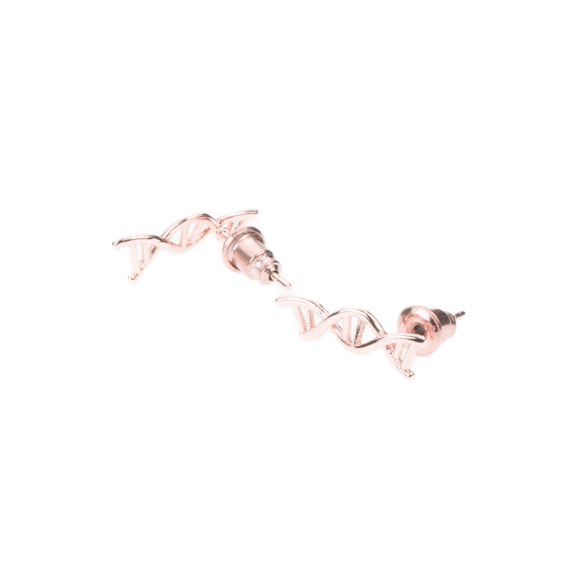 Beautiful Unique DNA Design Solid Rose Gold Stud Earrings By Jewelry Lane