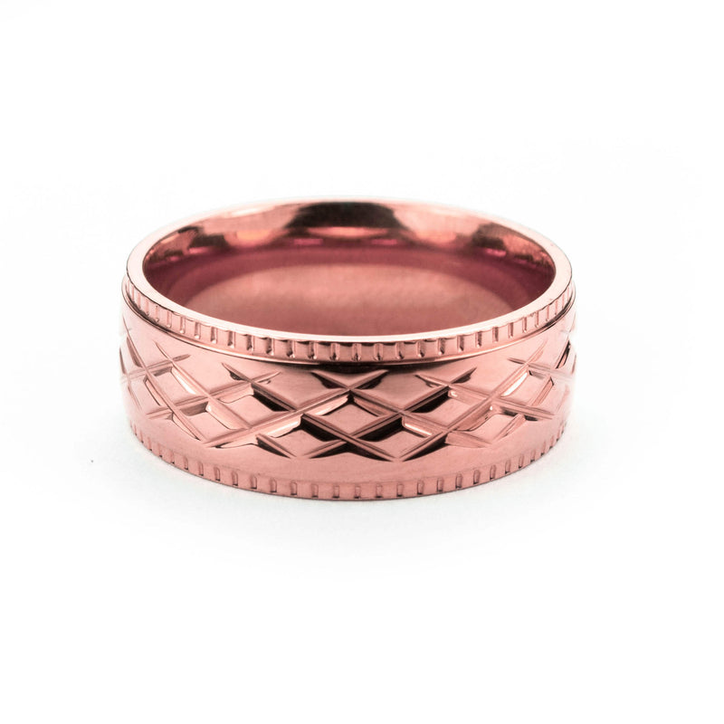 Elegant Charm Crisscross Cut Solid Rose Gold Band Ring By Jewelry Lane
