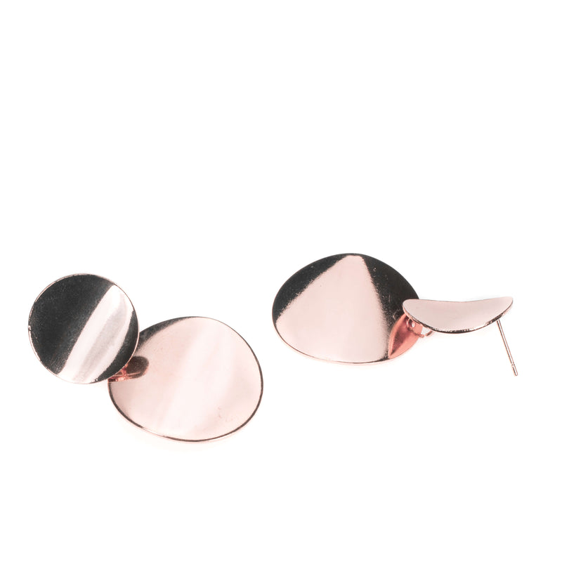 Elegant Stylist Double Disc Solid Rose Gold Earrings By Jewelry Lane