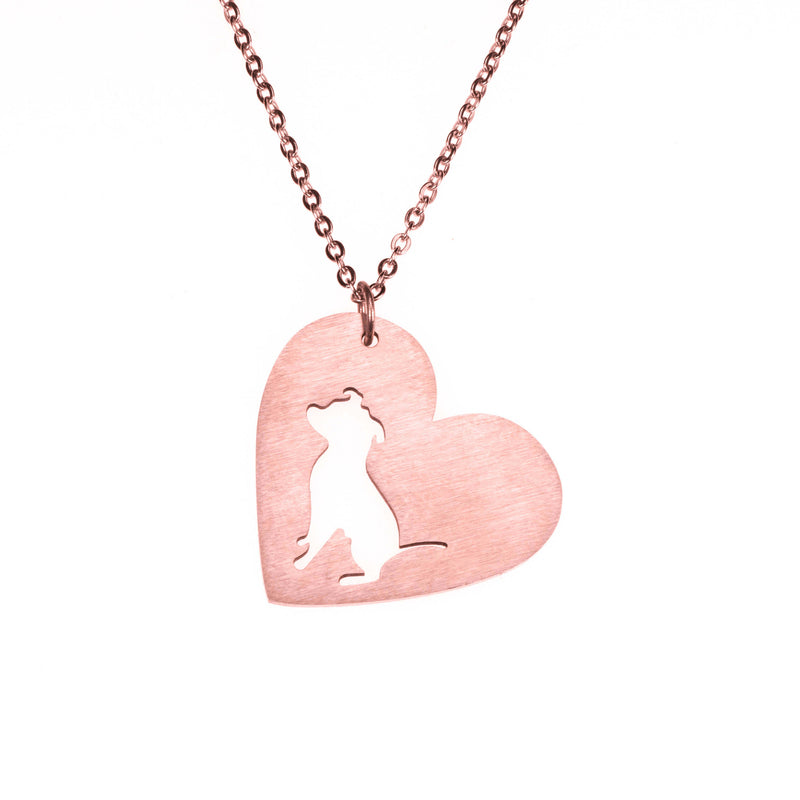 Beautiful Modern Dog Heart Love Solid Rose Gold Pendant By Jewelry Lane