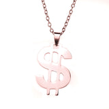 Charming Unique Dollar Sign Bling Bling Solid Rose Gold Pendant By Jewelry Lane