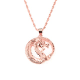 Beautiful Unique Round Dragon Style Solid Rose Gold Pendant By Jewelry Lane