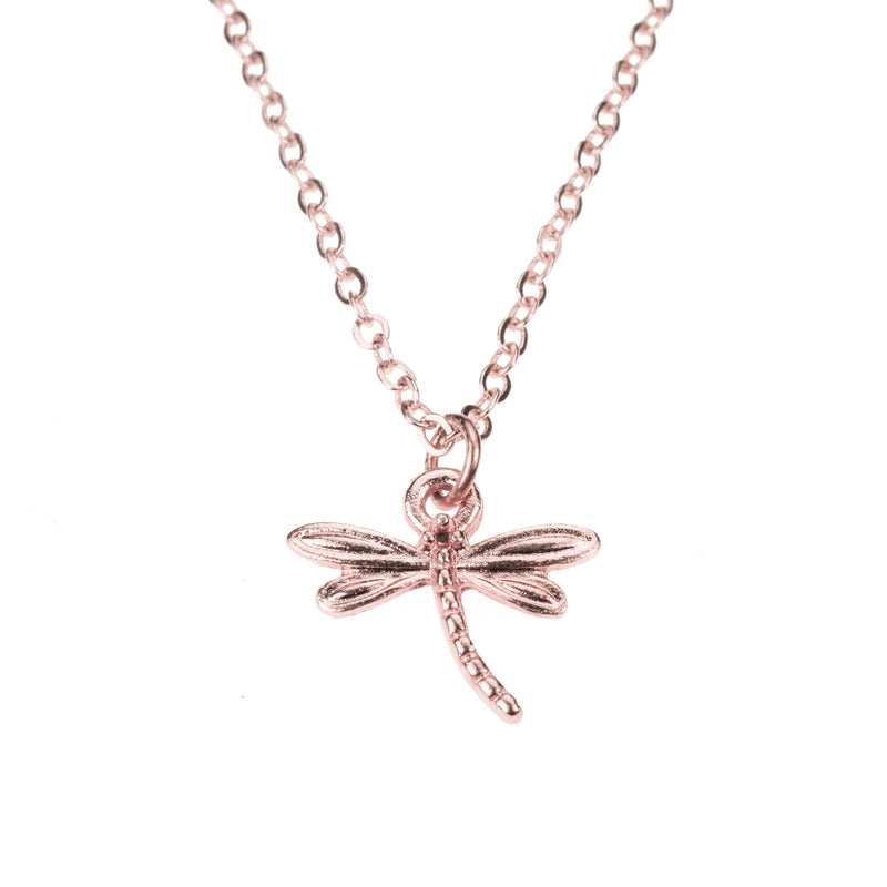 Beautiful Charming Dragonfly Solid Rose Gold Pendant By Jewelry Lane