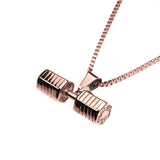 Elegant Classic Dumbbell Design Solid Rose Gold Pendant by Jewelry Lane