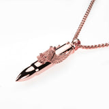 Exquisite Classic Eagle Bullet Design Solid Rose Gold Pendant By Jewelry Lane