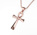 Elegant Unique Egyptian Ankh Cross Solid Rose Gold Pendant By Jewelry Lane