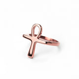 Elegant Egyptian Ankh Eternal Solid Rose Gold Cross Ring By Jewelry Lane