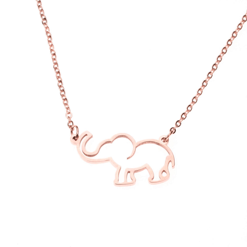 Simple Charming Elephant Style Solid Rose Gold Necklace By Jewelry Lane