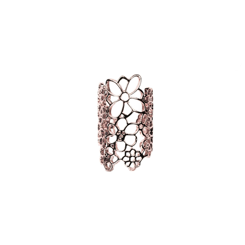 Beautiful Elongated Flower Cuff Design Solid Rose Gold Rings By Jewelry Lane