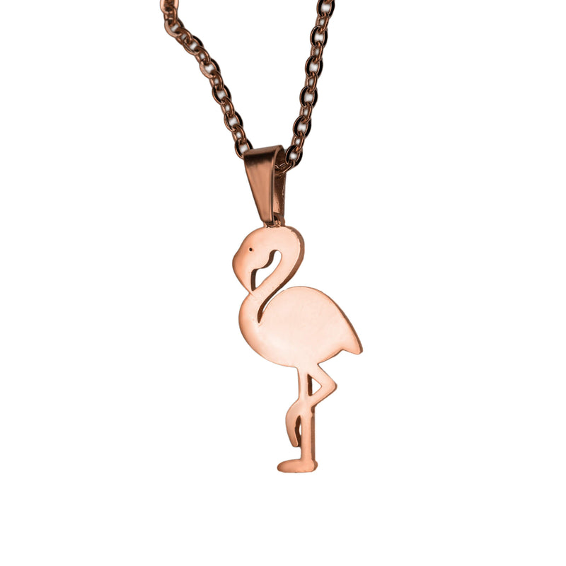 Beautiful Charming Flamingo Bird Design Solid Rose Gold Pendant By Jewelry Lane