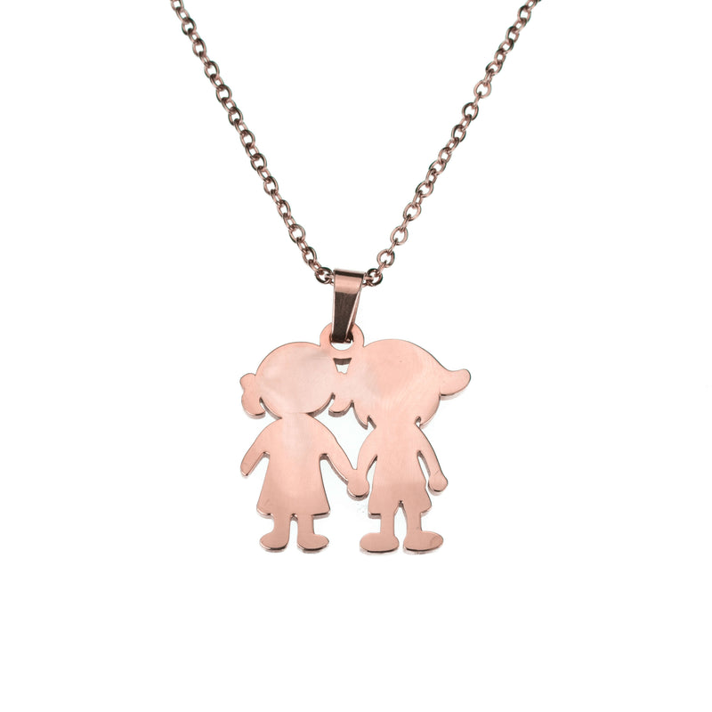Beautiful Charming Friendship Love Solid Rose Gold Pendant By Jewelry Lane