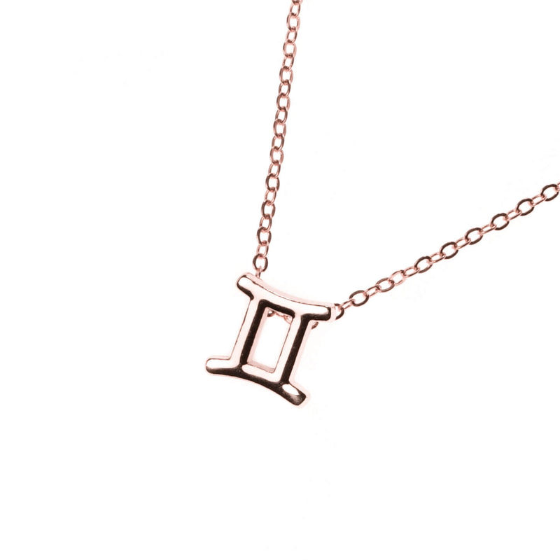 Beautiful Design Zodiac Chic Gemini Solid Rose Gold Pendant By Jewelry Lane