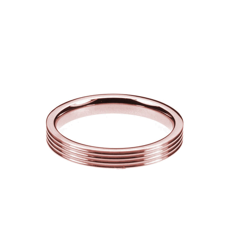 Smooth Comfortable 4 Grooved Solid Rose Gold Band Ring By Jewelry Lane