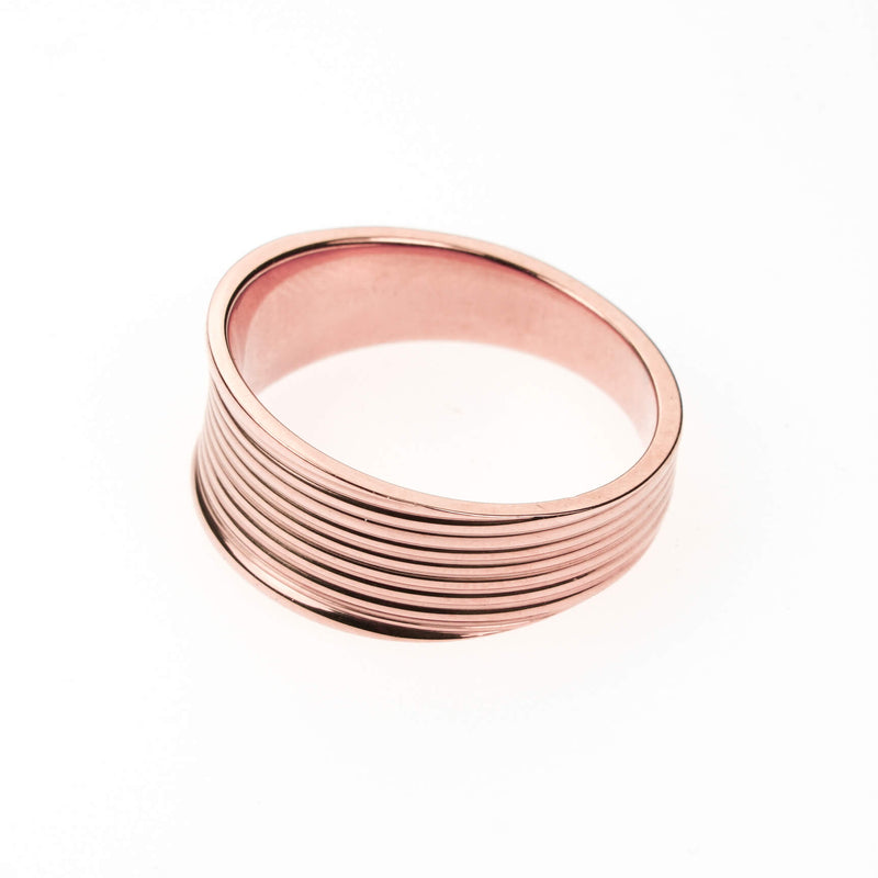 ELegant Beautiful Multiple Grooved Solid Rose Gold Ring By Jewelry Lane