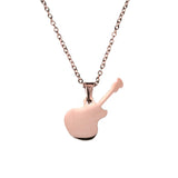 Charming Unique Guitar Solid Rose Gold Pendant By Jewelry Lane