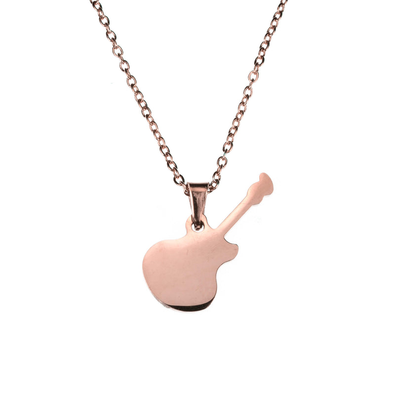 Charming Unique Guitar Solid Rose Gold Pendant By Jewelry Lane