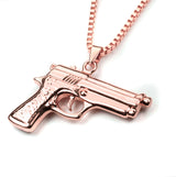Modern Bold Handgun Style Solid Rose Gold Pendant By Jewelry Lane