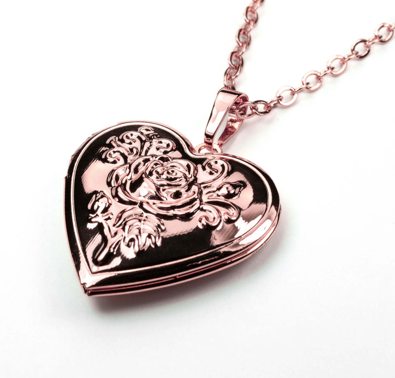 Beautiful Charming Heart Love Locket Solid Rose Gold Necklace By Jewelry Lane