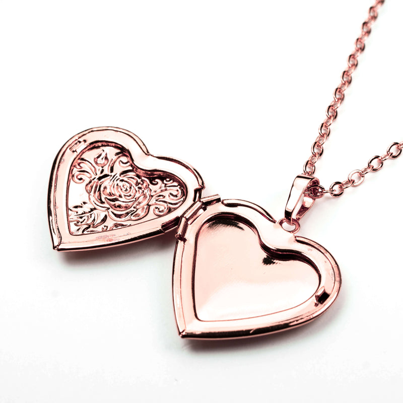 Beautiful Charming Heart Love Locket Solid Rose Gold Necklace By Jewelry Lane