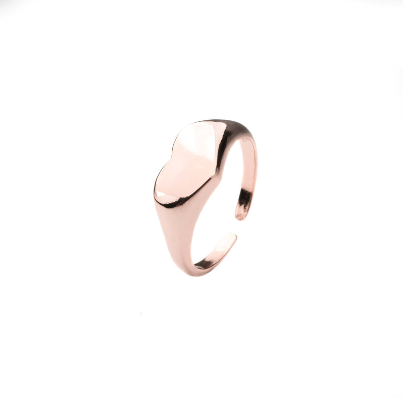 Beautiful Charming Heart Signet Solid Rose Gold Ring By Jewelry Lane