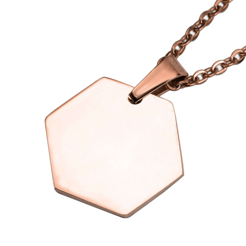 Beautiful Simple Plain Hexagon Style Solid Rose Gold Pendant By Jewelry Lane