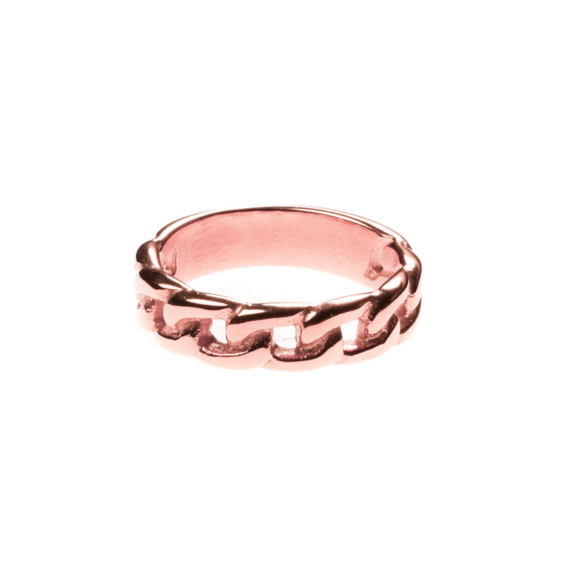 Solid Rose Gold Chain Ring By Jewelry Lane