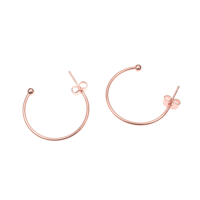 Beautiful Sleek Hoop Solid Rose Gold Earrings By Jewelry Lane