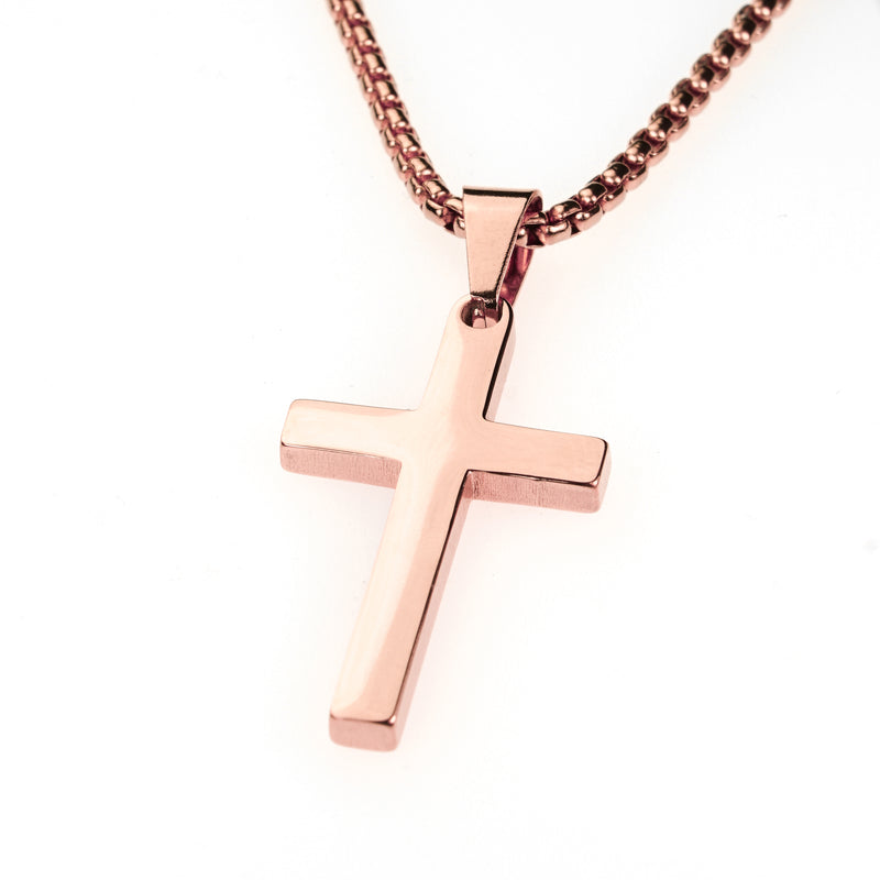 Elegant Religious Jesus Cross Solid Rose Gold Pendant By Jewelry Lane