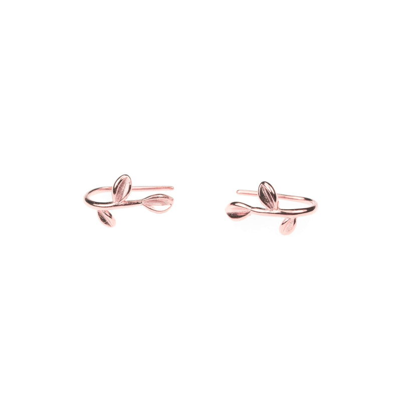 Beautiful Modern Leaf Design Solid Rose Gold Earrings By Jewelry Lane