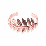 Beautiful Modern Leaf Cuff Design Solid Rose Gold Bangle By Jewelry Lane