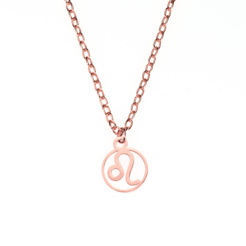 Charming Zodiac Leo Minimalist Solid Rose Gold Pendant By Jewelry Lane