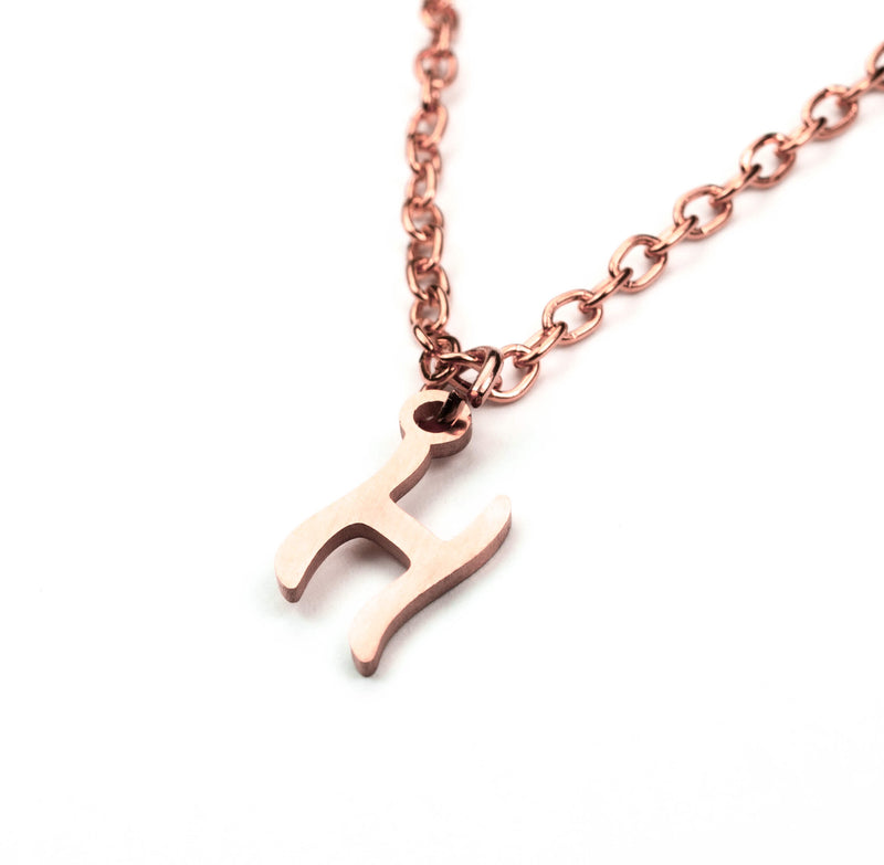 Beautiful Polished Letter H Solid Rose Gold Pendant By Jewelry Lane