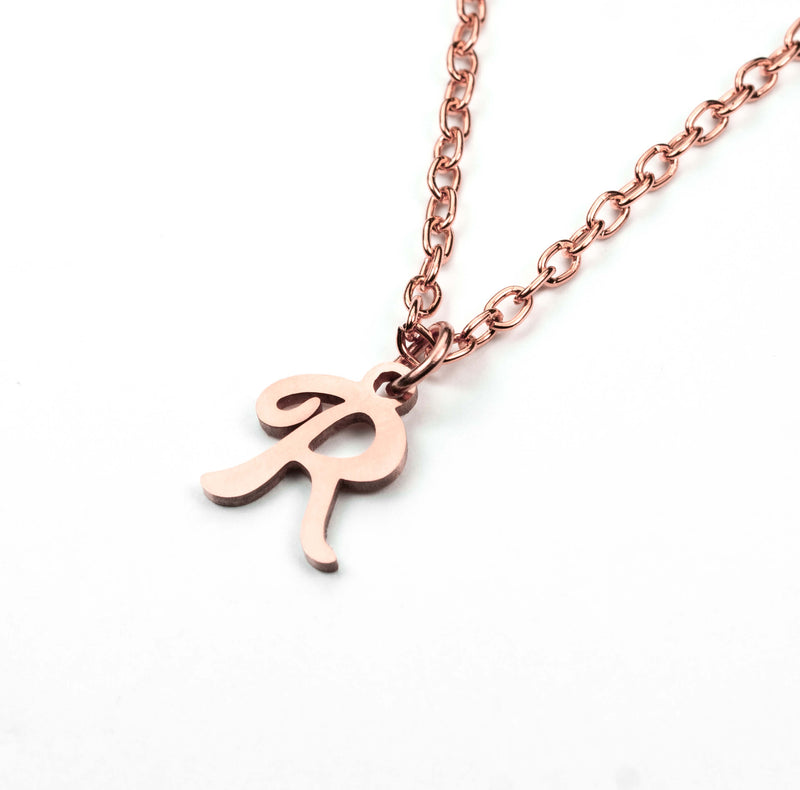 Beautiful Polished Letter R Solid Rose Gold Pendant By Jewelry Lane