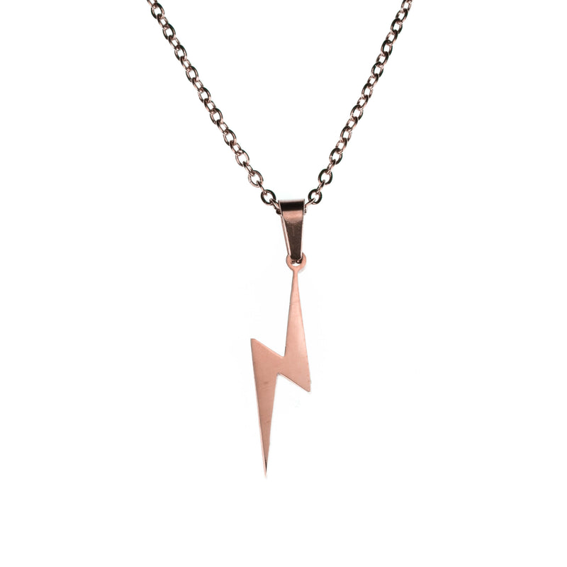 Beautiful Unique Lightning Bolt Solid Rose Gold Pendant By Jewelry Lane